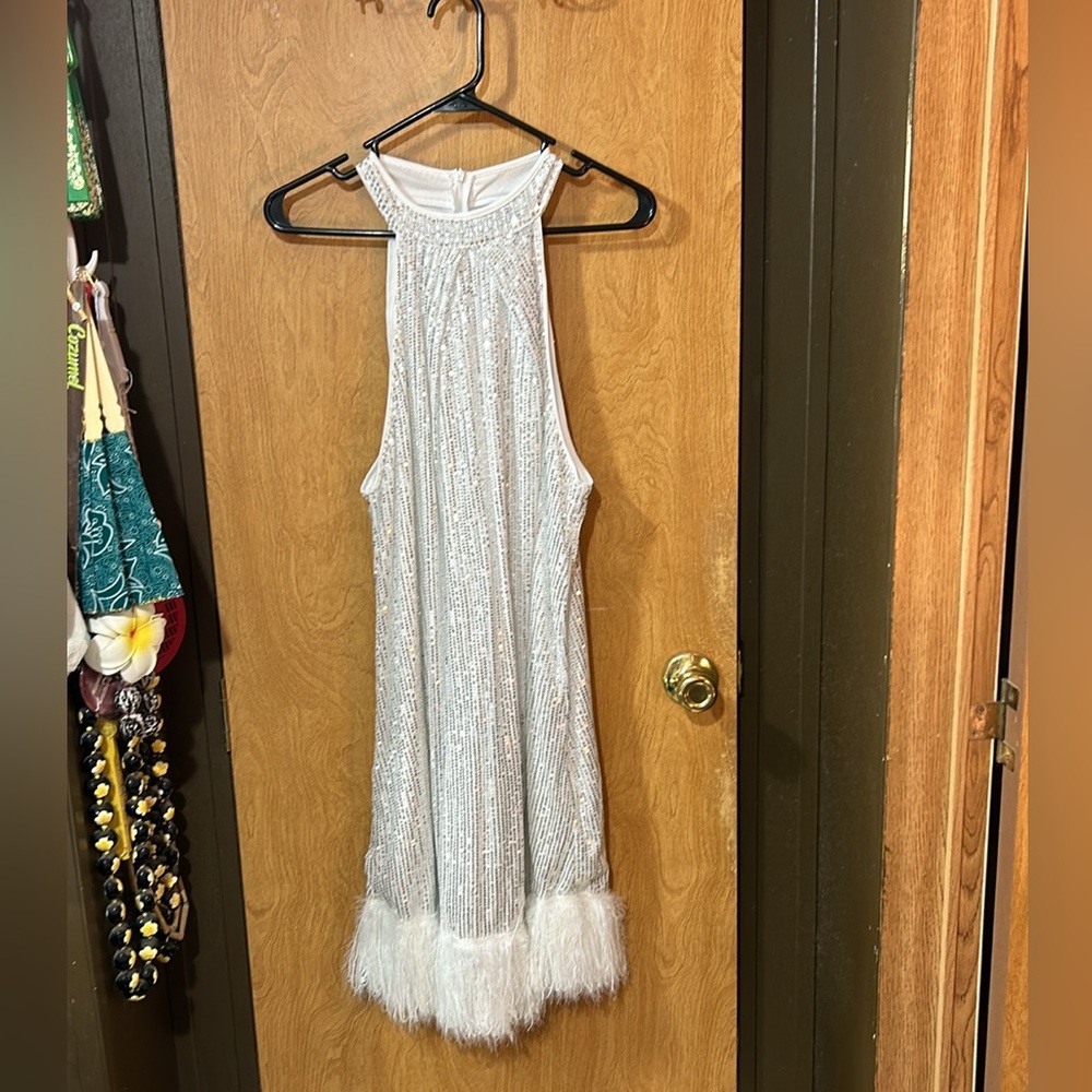 SHEIN curve white sequin dress